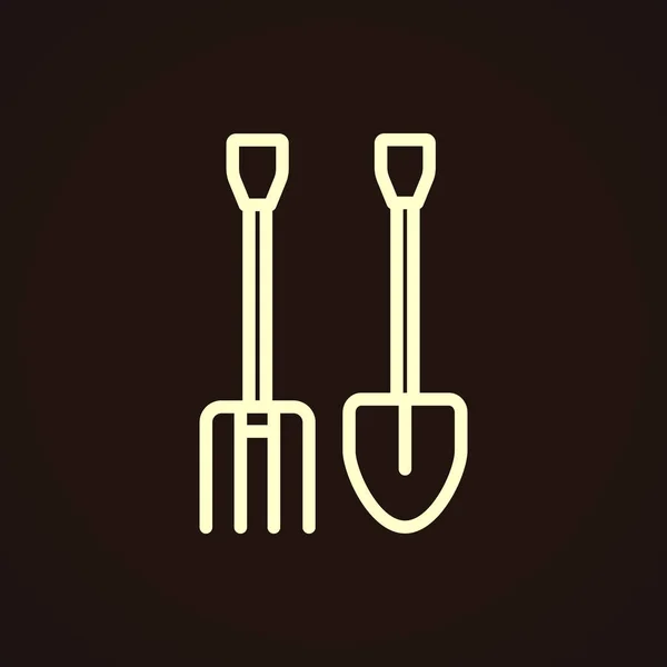 Tenedor de jardín y pala icono — Vector de stock