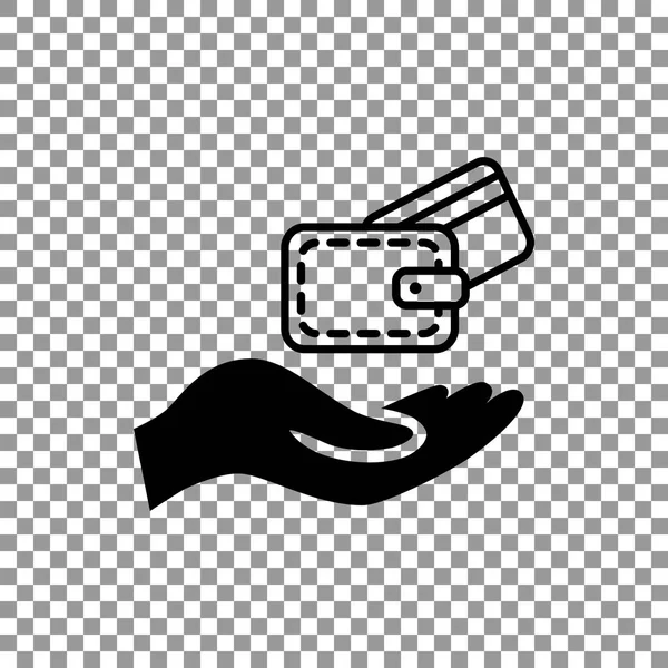 Wallet  in the  hand flat icon — Stock Vector