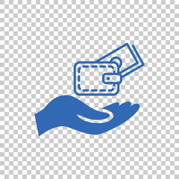 Peněženka v ploché ikona ruky — Stockový vektor