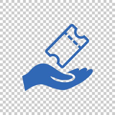 Ticket in the  hand flat icon clipart