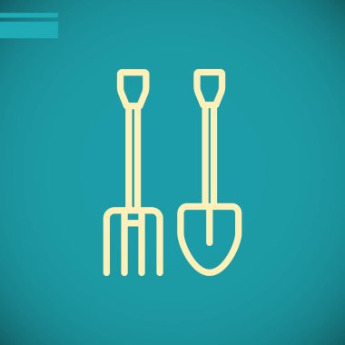 Bahçe çatal ve kürek simgesi
