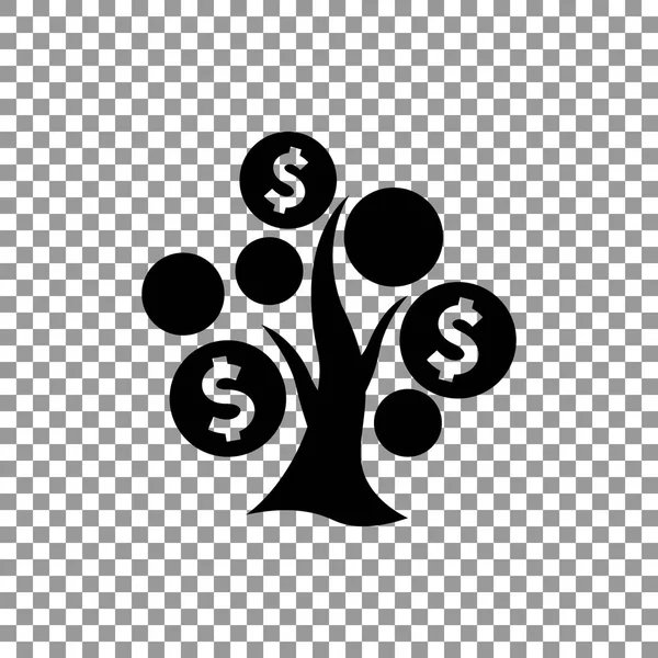 Ikon datar pohon uang - Stok Vektor