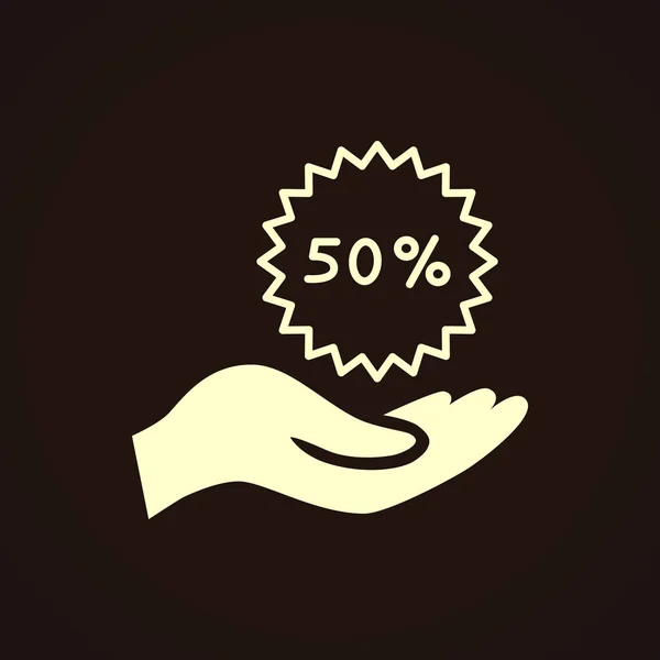 50% Rabatt in der Hand — Stockvektor