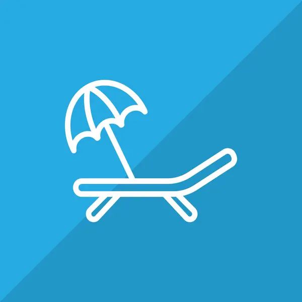 Chaiselongue mit Regenschirm-Symbol — Stockvektor