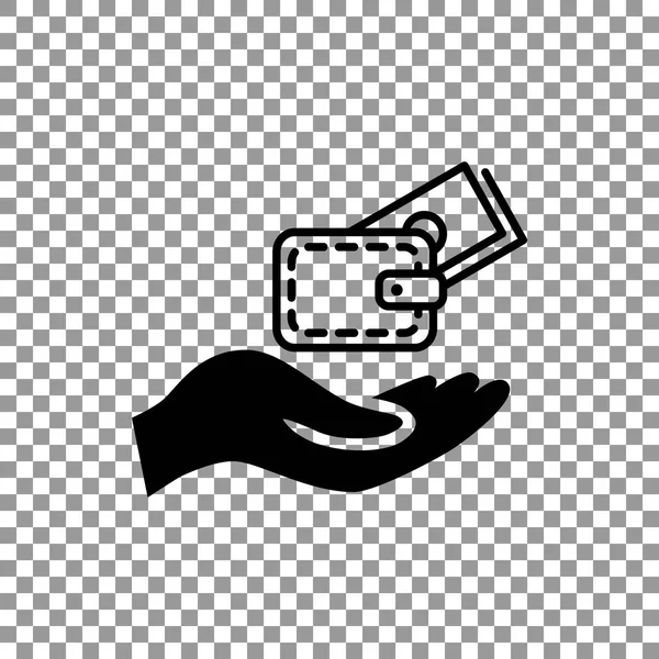 Wallet  in the  hand flat icon — Stock Vector
