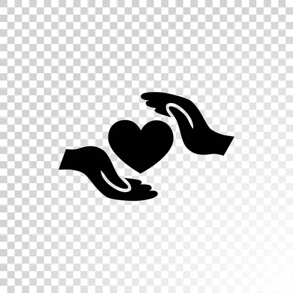 Mãos humanas segurando ícone do coração — Vetor de Stock
