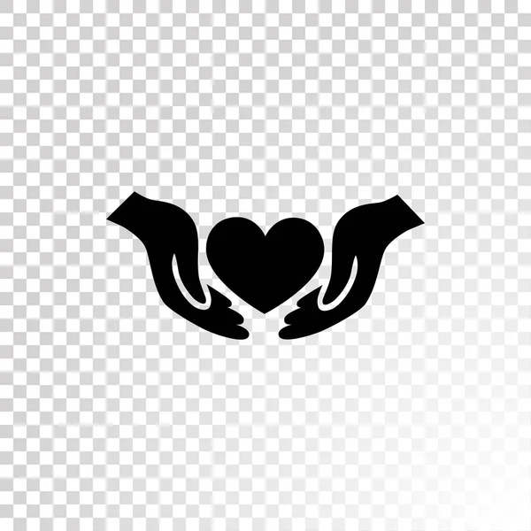 Mãos humanas segurando ícone do coração — Vetor de Stock