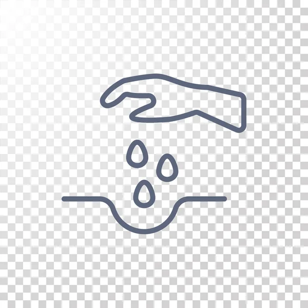 Hand en water druppels pictogram — Stockvector