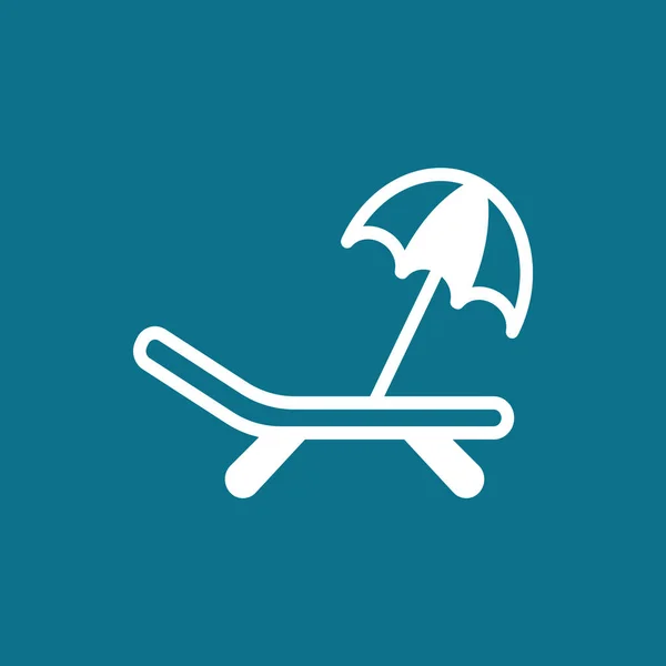 Strand bed en paraplu pictogram — Stockvector
