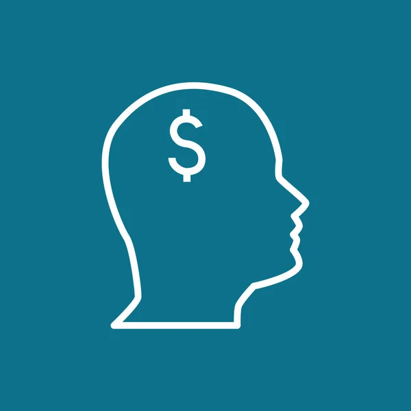 Σύμβολο δολαρίου στο κεφάλι εικονίδιο — Διανυσματικό Αρχείο