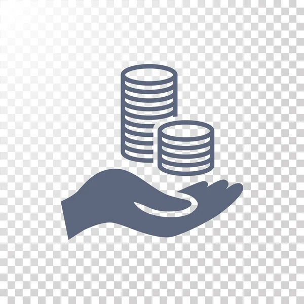 Human hand and coins icon — Stock Vector
