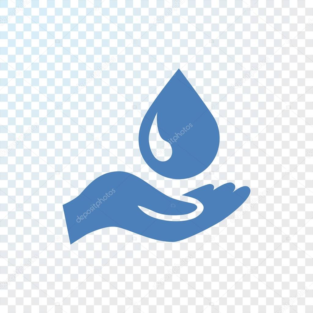 Hand and water drop icon