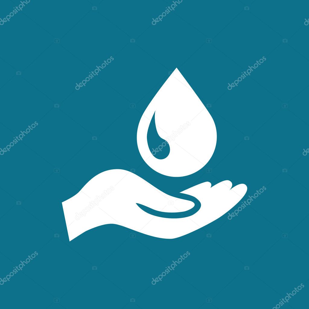 Hand and water drop icon