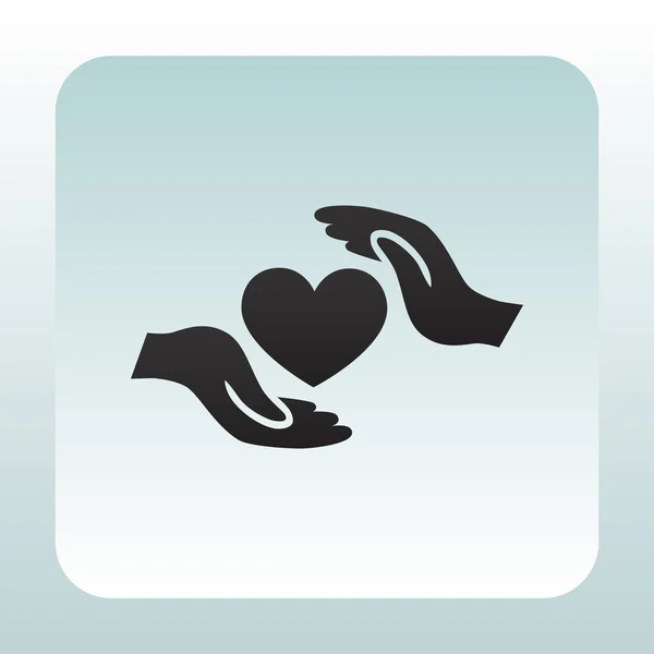 Coração em mãos ícone — Vetor de Stock