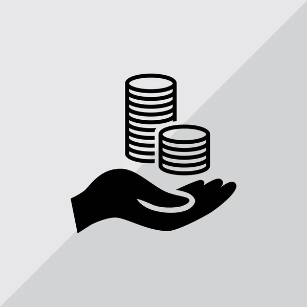 Mynt i hand ikon — Stock vektor