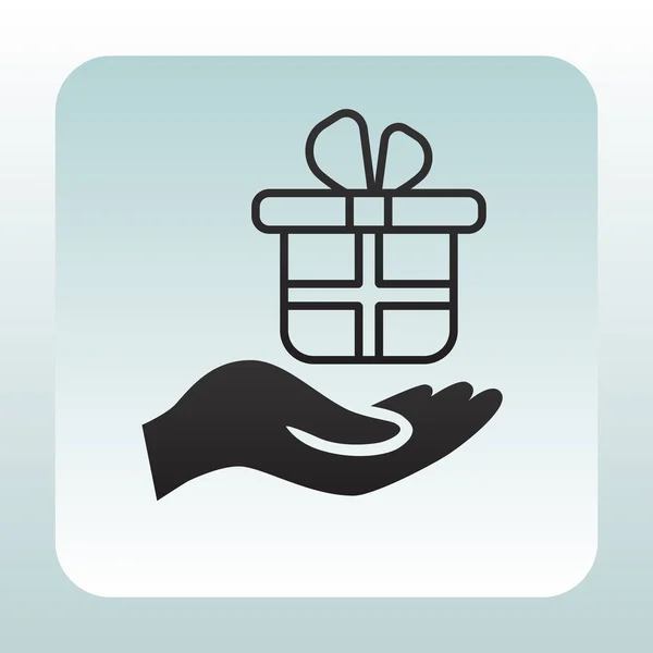 Boîte cadeau dans l'icône de main — Image vectorielle