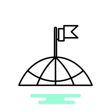 bir bina simgesini çatısına bayrak