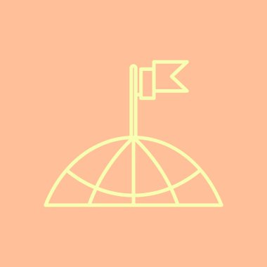 bir bina simgesini çatısına bayrak