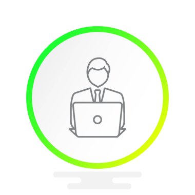 dizüstü bilgisayar simgesi olan işadamı