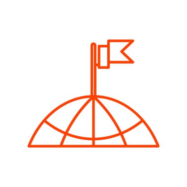 bir bina simgesini çatısına bayrak