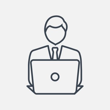 dizüstü bilgisayar simgesi olan işadamı