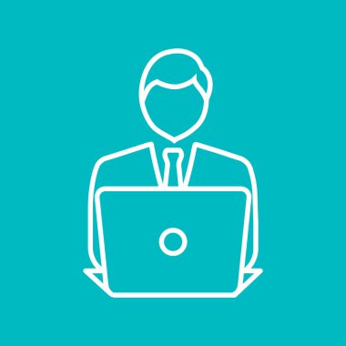 dizüstü bilgisayar simgesi olan işadamı