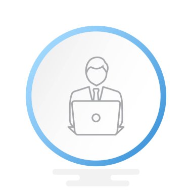 dizüstü bilgisayar simgesi olan işadamı