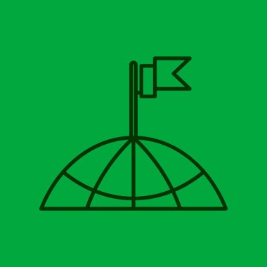 bir bina simgesini çatısına bayrak