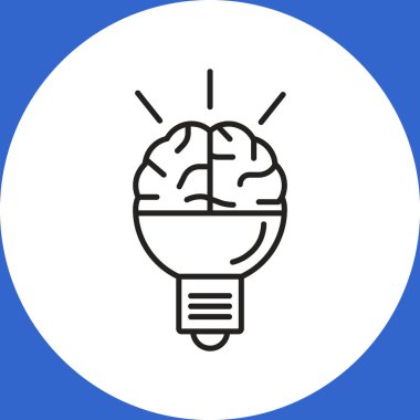 Beyin fikir simgesi düz.