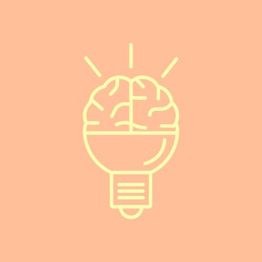 Beyin fikir simgesi düz.