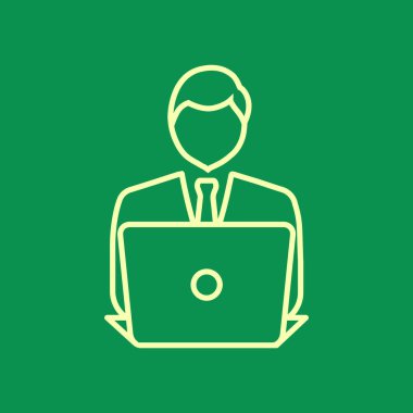 dizüstü bilgisayar simgesi olan işadamı