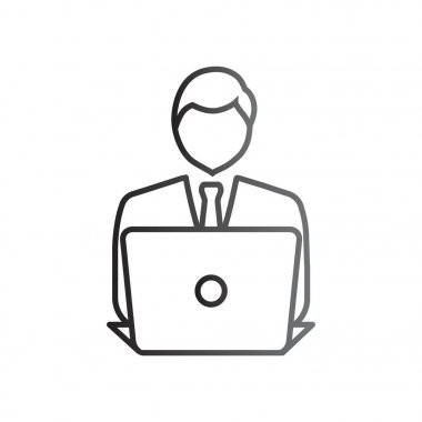 dizüstü bilgisayar simgesi olan işadamı