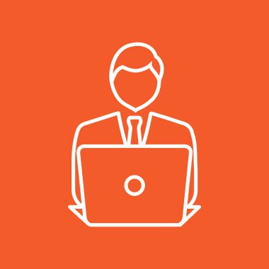 dizüstü bilgisayar simgesi olan işadamı