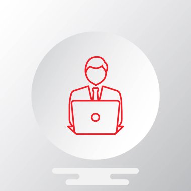 dizüstü bilgisayar simgesi olan işadamı