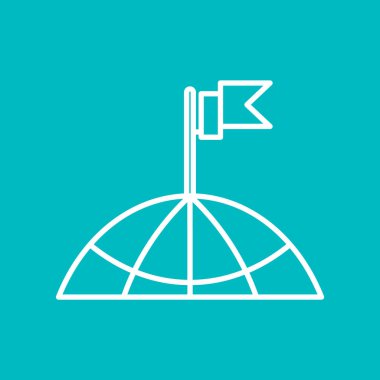 bir bina simgesini çatısına bayrak