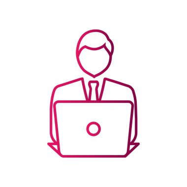 dizüstü bilgisayar simgesi olan işadamı