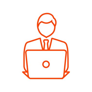 dizüstü bilgisayar simgesi olan işadamı