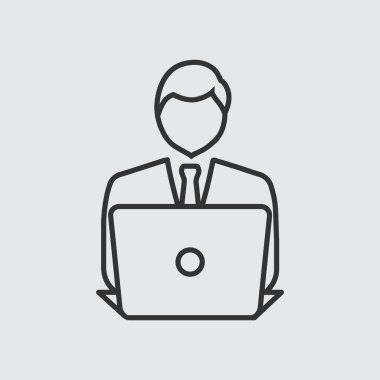 dizüstü bilgisayar simgesi olan işadamı