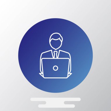 dizüstü bilgisayar simgesi olan işadamı