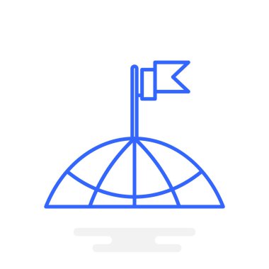 bir bina simgesini çatısına bayrak