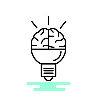 Beyin fikir simgesi düz.