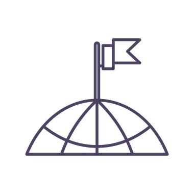 bir bina simgesini çatısına bayrak