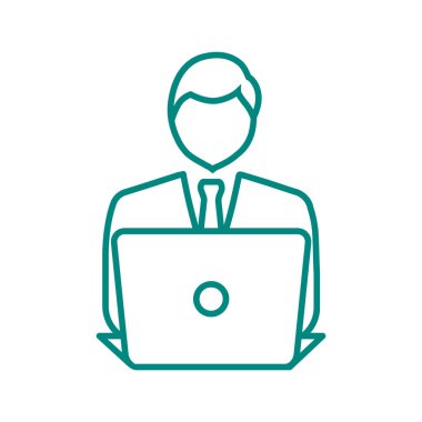 dizüstü bilgisayar simgesi olan işadamı