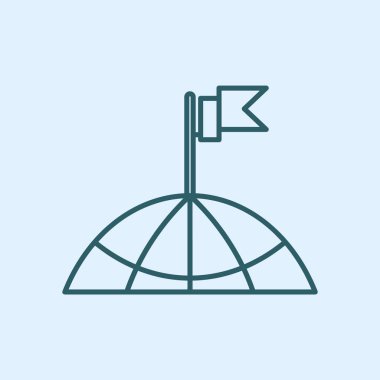 bir bina simgesini çatısına bayrak