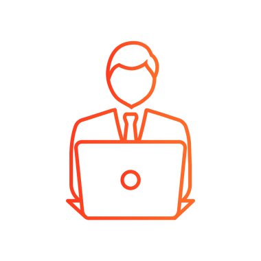 dizüstü bilgisayar simgesi olan işadamı