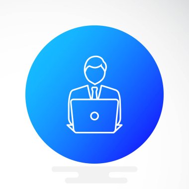 dizüstü bilgisayar simgesi olan işadamı