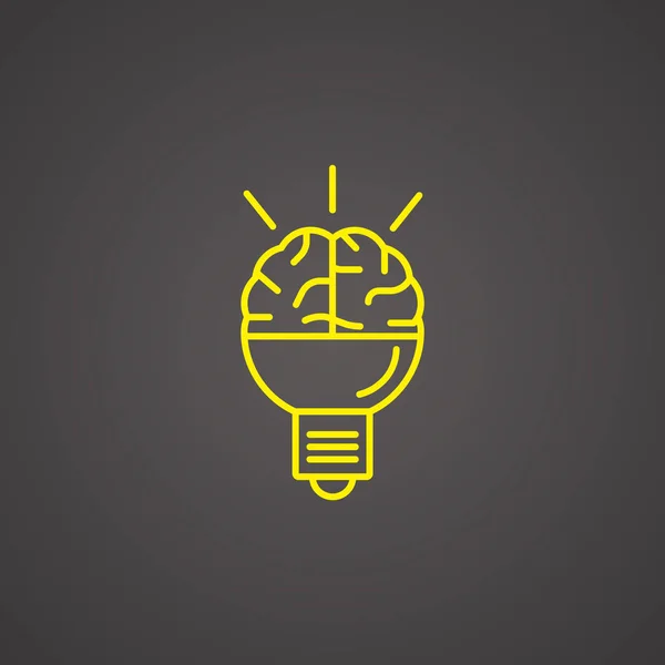 Brain idea icon flat. — Stock Vector