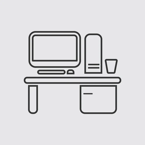 Lugar de trabajo con el icono del ordenador — Archivo Imágenes Vectoriales