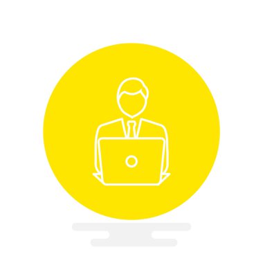 dizüstü bilgisayar simgesi olan işadamı