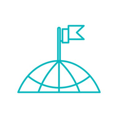 bir bina simgesini çatısına bayrak